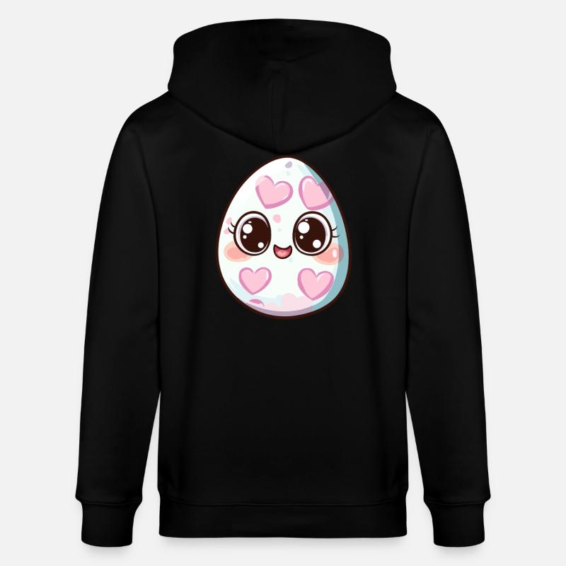 Süßes Ei mit Herzchen - Stanley/Stella Unisex Bio-Kapuzenjacke CULTIVATOR  - Schwarz