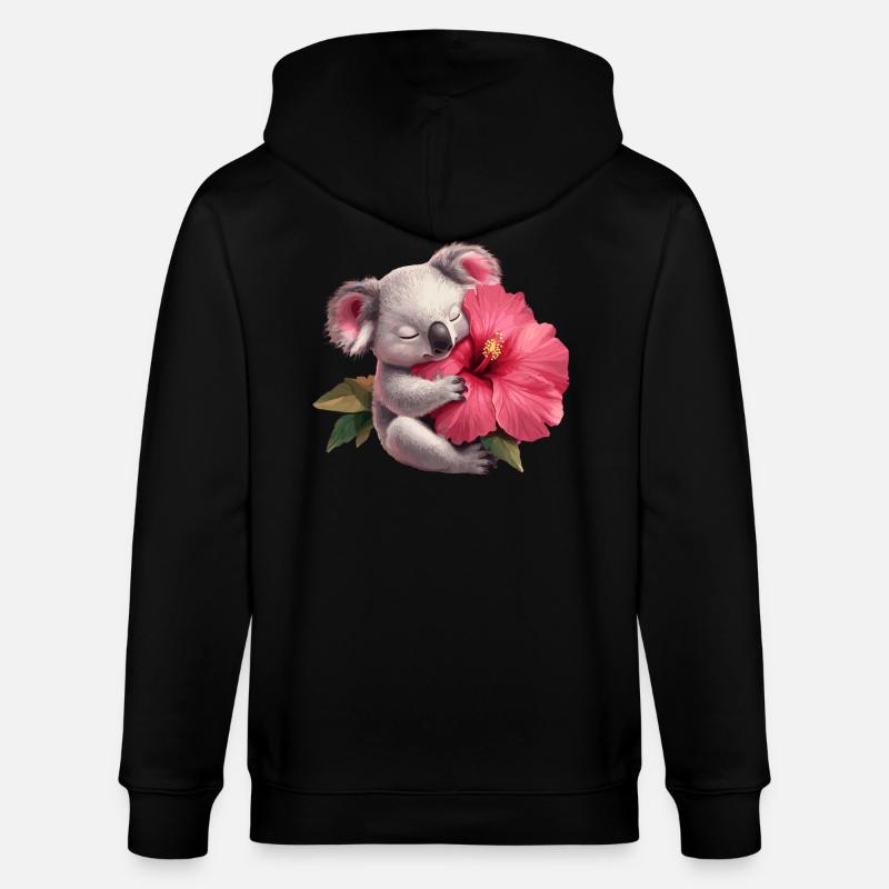 Koala avec fleur géante - Veste à capuche bio CULTIVATOR Stanley/Stella Unisexe - noir