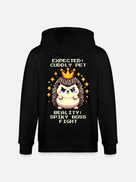 Stacheliger Bosskampf | lustiger Igel Spruch - Stanley/Stella CULTIVATOR Unisex Organic Hooded Jacket - black