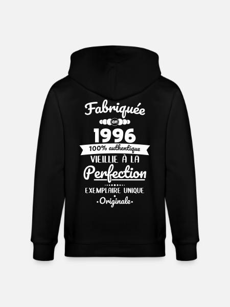 Made in 1996 – Aged to perfection - Stanley/Stella CULTIVATOR Unisex Organic Hooded Jacket - black