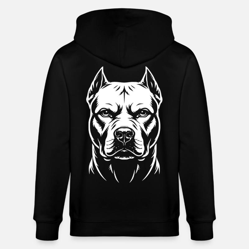 Pitbull Kopf  - Stanley/Stella Unisex Bio-Kapuzenjacke CULTIVATOR  - Schwarz