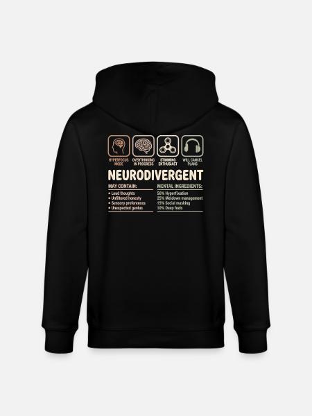 Neurodivergent Facts Neurodiversity Design - Stanley/Stella CULTIVATOR  Unisex Organic Hooded Jacket - black