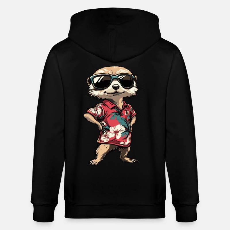 Erdmännchen Lustig Sommer - Stanley/Stella Unisex Bio-Kapuzenjacke CULTIVATOR  - Schwarz