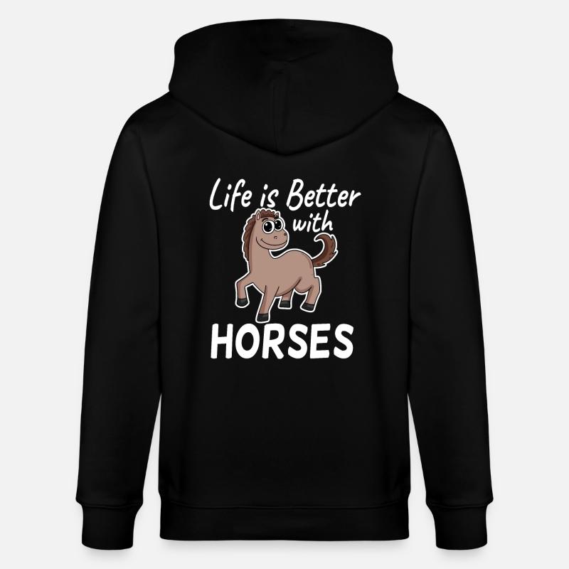 Pferd Spruch Pferde Mädchen - Stanley/Stella Unisex Bio-Kapuzenjacke CULTIVATOR  - Schwarz