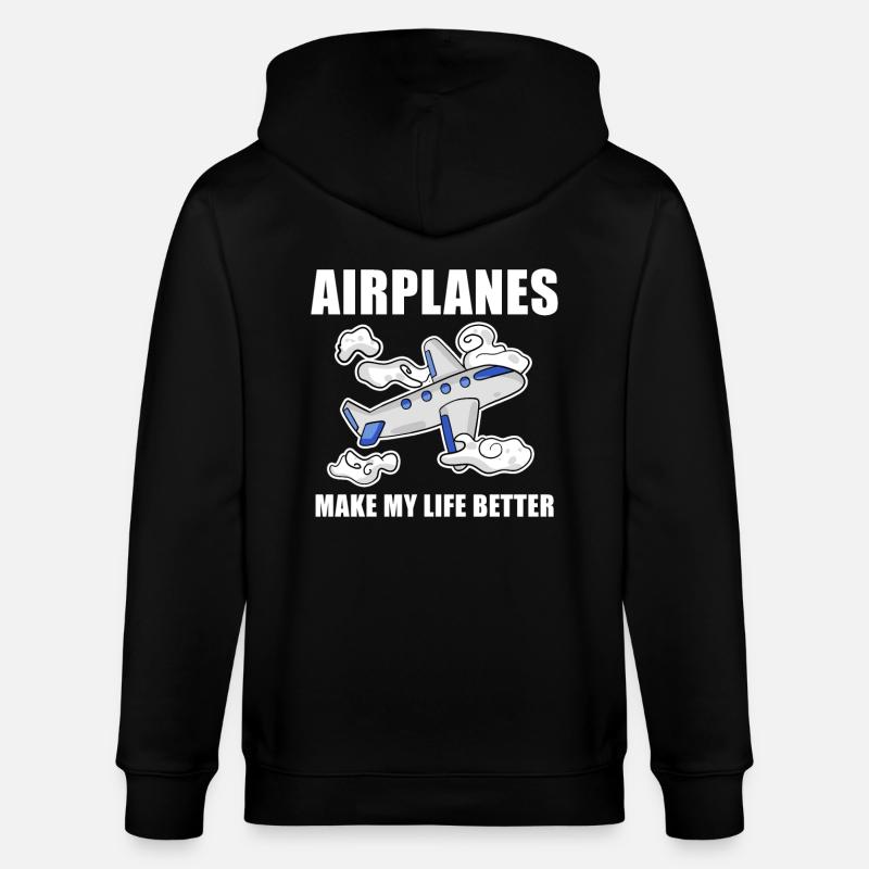 Flugzeug - Stanley/Stella Unisex Bio-Kapuzenjacke CULTIVATOR  - Schwarz