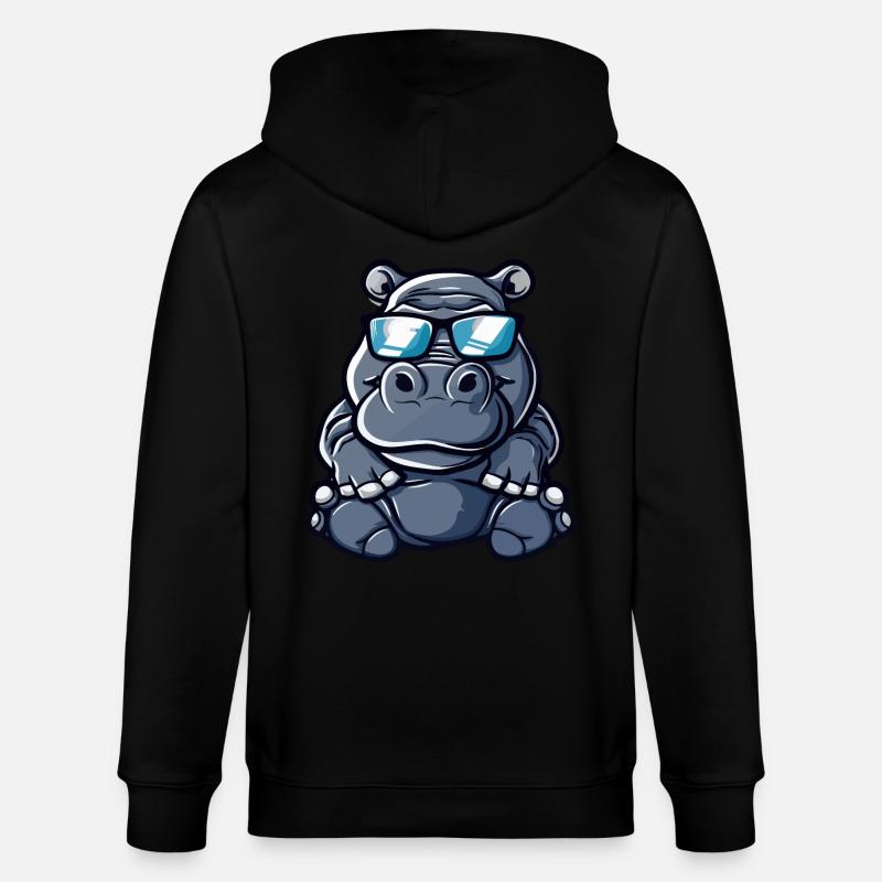 hippopotame bande dessinée cool - Veste à capuche bio CULTIVATOR Stanley/Stella Unisexe - noir