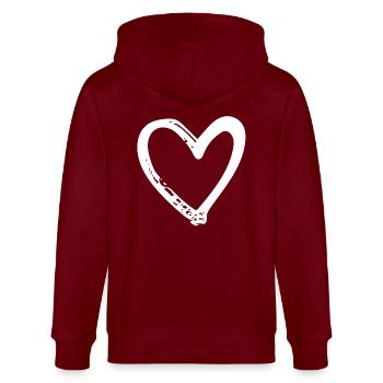 Weißes Herz - Stanley/Stella Unisex Bio-Kapuzenjacke CULTIVATOR  - Burgunderrot - Hinten - Anna (173cm)