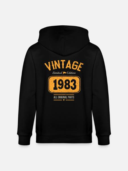 vintage 1983 geboren in 1983 verjaardagscadeau 40 jaar - Stanley/Stella Uniseks bio-ziphoodie CULTIVATOR  - zwart