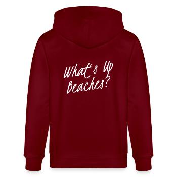 Whats up beaches Captain Holt T-Shirt Brooklyn 99 - Stanley/Stella Unisex Bio-Kapuzenjacke CULTIVATOR  - Burgunderrot - Hinten - Anna (173cm)