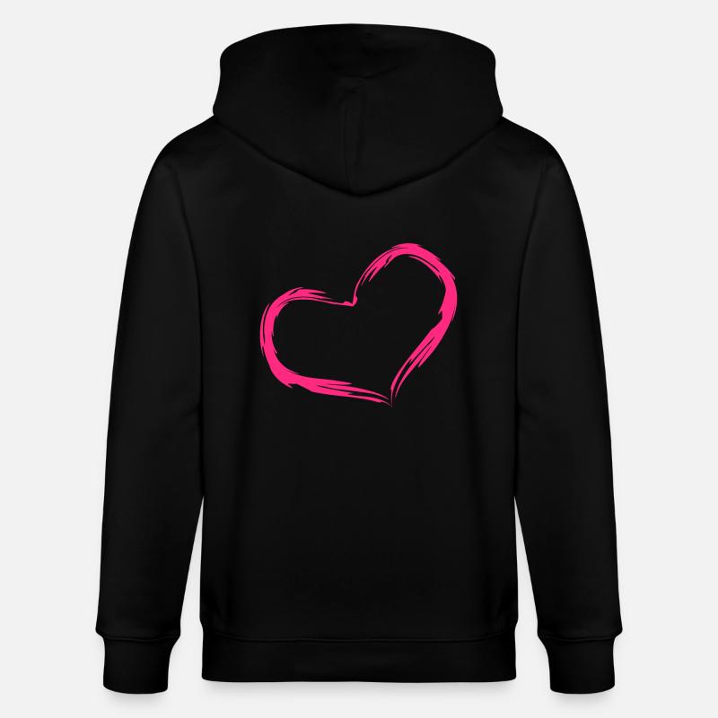 Herz Rosa Geschenk Liebe - Stanley/Stella Unisex Bio-Kapuzenjacke CULTIVATOR - Schwarz
