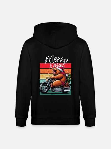 Glædelig jul Biker Motorcykel Retro Bjørn Jul - Stanley/Stella økologisk unisex-hættejakke CULTIVATOR  - sort