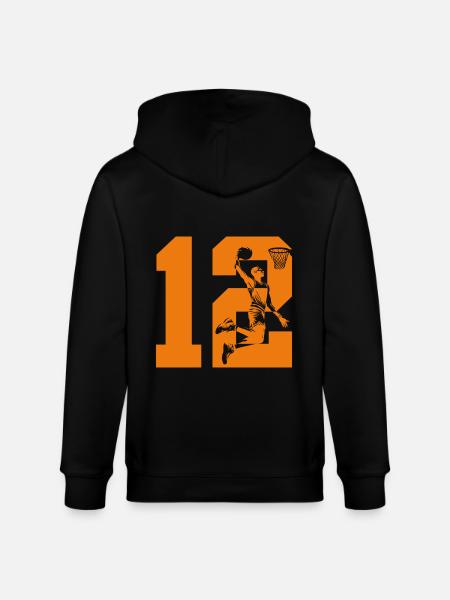 NUMBER 12 BASKETBALL 12TH BIRTHDAY - Stanley/Stella CULTIVATOR Unisex Organic Hooded Jacket - black