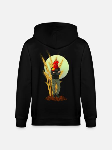 Chicken Man Rooster Comb Hybrid - Stanley/Stella CULTIVATOR Unisex Organic Hooded Jacket - black