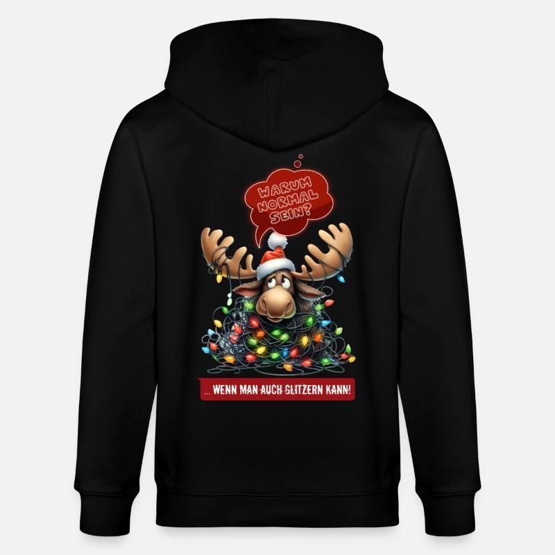 LUSTIGER ELCH | Weihnachtspulli | ugly sweater - Stanley/Stella Unisex Bio-Kapuzenjacke CULTIVATOR  - Schwarz