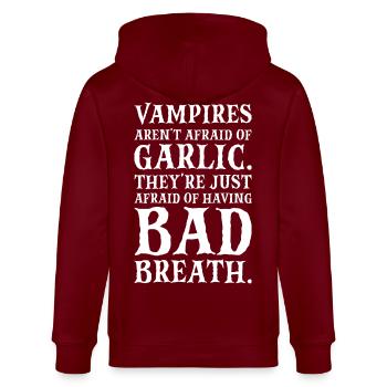 Das wahre Geheimnis des Vampirs - Stanley/Stella Unisex Bio-Kapuzenjacke CULTIVATOR  - Burgunderrot - Hinten - Anna (173cm)