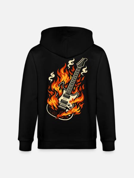 E-Gitarre Brennend Rock Geschenk - Stanley/Stella Unisex Bio-Kapuzenjacke CULTIVATOR  - Schwarz