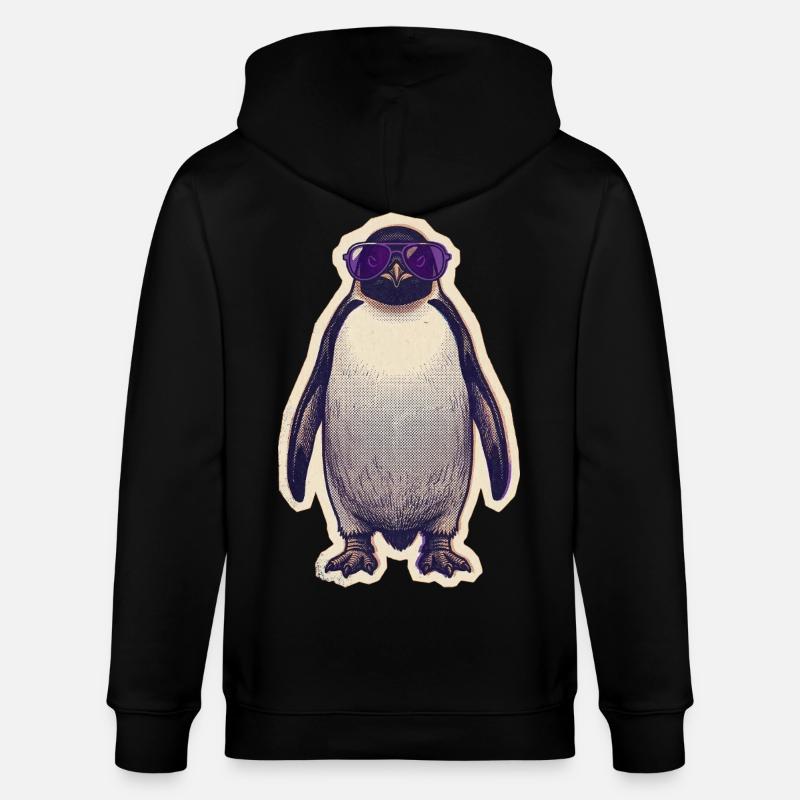 Pinguin mit Sonnenbrille - Stanley/Stella Unisex Bio-Kapuzenjacke CULTIVATOR  - Schwarz