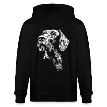 Deutsch Drahthaar Portrait Hunde Jagdhund - Stanley/Stella Unisex Bio-Kapuzenjacke CULTIVATOR  - Schwarz - Hinten - Anna (173cm)