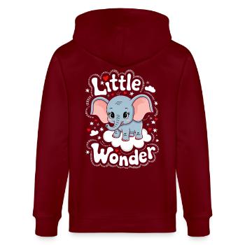 Kleines Wunder Elefantenkind - Stanley/Stella Unisex Bio-Kapuzenjacke CULTIVATOR  - Burgunderrot - Hinten - Anna (173cm)