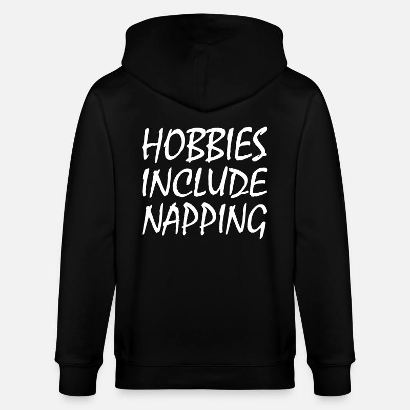 Hobbies include napping - Stanley/Stella CULTIVATOR  Unisex Organic Hooded Jacket - black