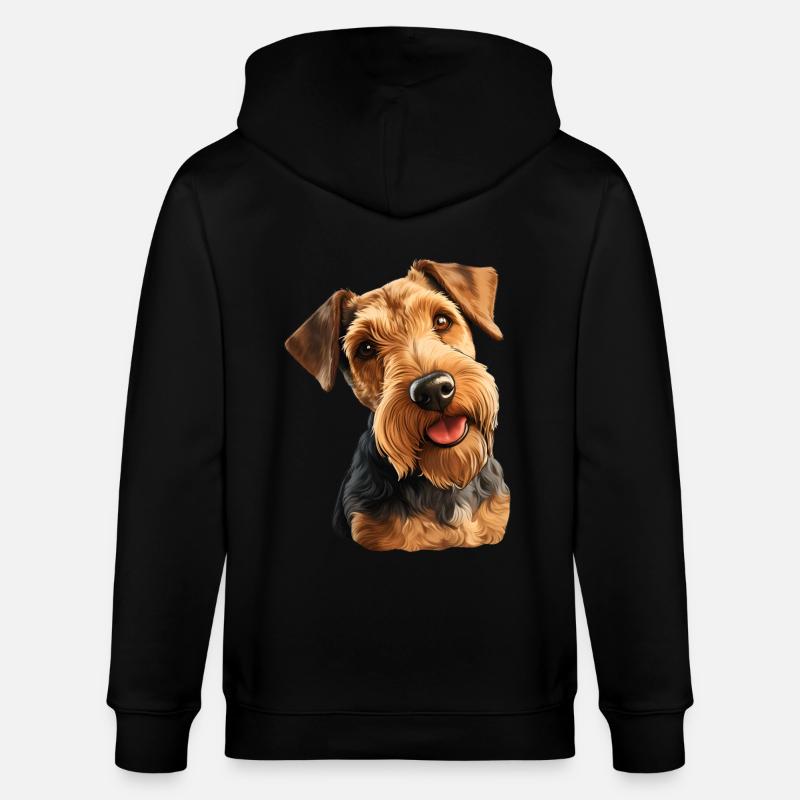 Welsh Terrier - Stanley/Stella Unisex Bio-Kapuzenjacke CULTIVATOR  - Schwarz