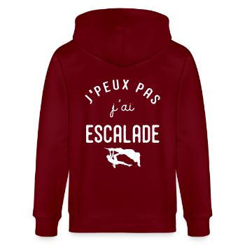 escalade un rocher Je peux pas j'ai escalade - Veste à capuche bio CULTIVATOR Stanley/Stella Unisexe - bordeaux - Dos - Anna (173cm)