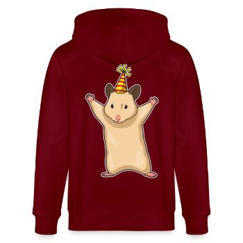 Hamster Geburtstag Partyhut - Stanley/Stella Unisex Bio-Kapuzenjacke CULTIVATOR  - Burgunderrot - Hinten - Anna (173cm)