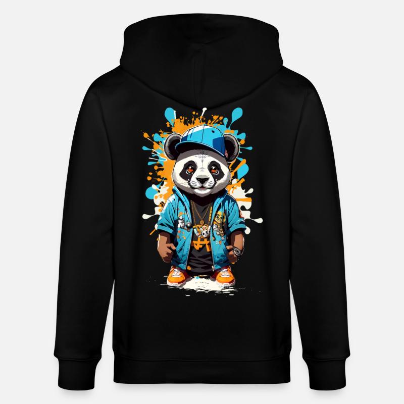 Panda Bär - Stanley/Stella Unisex Bio-Kapuzenjacke CULTIVATOR  - Schwarz