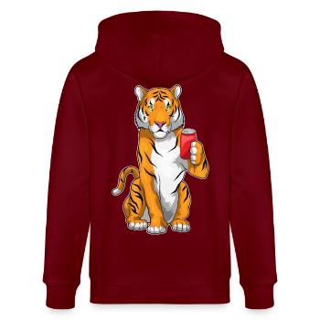 Tiger Dose - Stanley/Stella Unisex Bio-Kapuzenjacke CULTIVATOR  - Burgunderrot - Hinten - Anna (173cm)