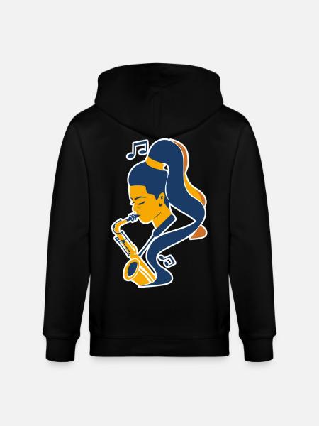 Saxophone Player Comic Look - Stanley/Stella CULTIVATOR  Unisex Organic Hooded Jacket - black