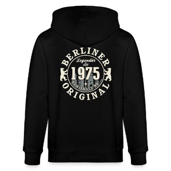 50. Geburtstag 2025 Berliner Original Geschenk - Stanley/Stella Unisex Bio-Kapuzenjacke CULTIVATOR  - Schwarz - Hinten - Anna (173cm)