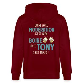 antony boire modération boire avec tony cest mieux - Veste à capuche bio CULTIVATOR Stanley/Stella Unisexe - bordeaux - Dos - Anna (173cm)