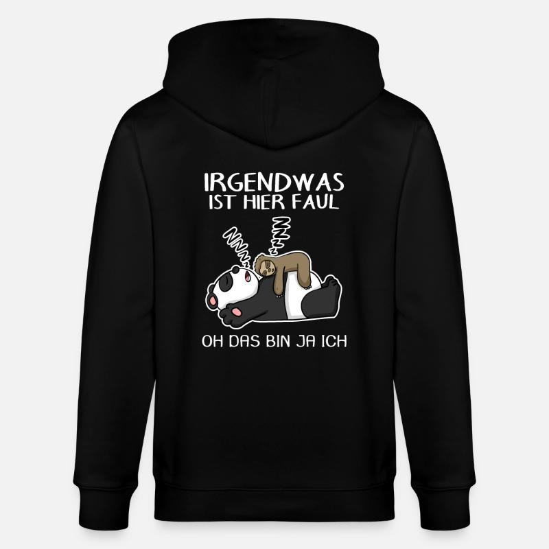 Faultier Spruch Panda Bär - Stanley/Stella Unisex Bio-Kapuzenjacke CULTIVATOR  - Schwarz