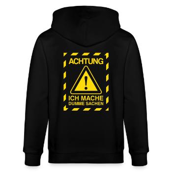 Tollpatsch Achtung Ich Mache Dumme Sachen - Stanley/Stella Unisex Bio-Kapuzenjacke CULTIVATOR  - Schwarz - Hinten - Anna (173cm)