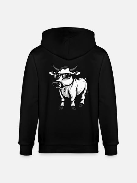 Kuh Cool Comic - Stanley/Stella Unisex Bio-Kapuzenjacke CULTIVATOR  - Schwarz