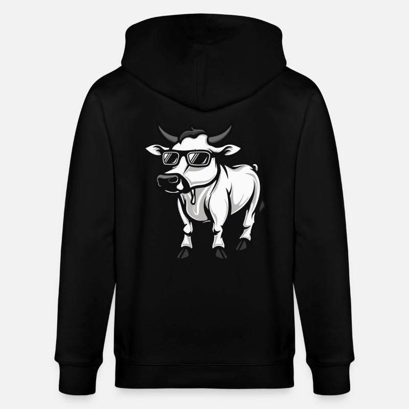 Vache Cool Bande Dessinée - Veste à capuche bio CULTIVATOR Stanley/Stella Unisexe - noir