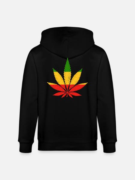 Rood Goud Groene Rasta Kleuren Cannabis Blad - Stanley/Stella Uniseks bio-ziphoodie CULTIVATOR  - zwart