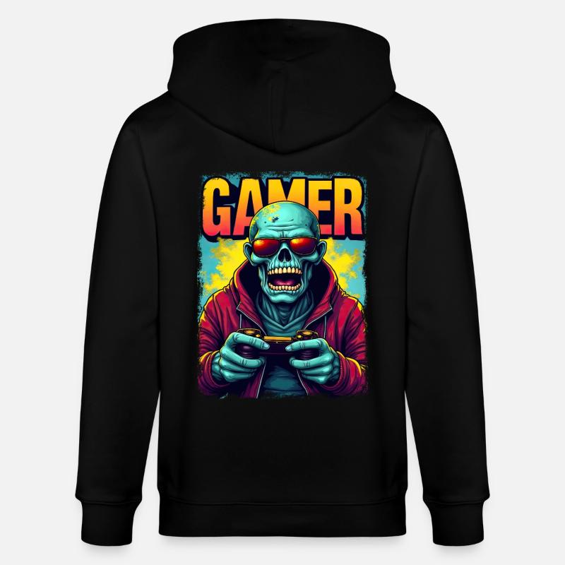 Zocker-Zombie mit Controller - Stanley/Stella Unisex Bio-Kapuzenjacke CULTIVATOR  - Schwarz