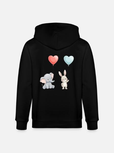 Elefant Kanin Kærlighed Ballon Hjerte Sød - Stanley/Stella økologisk unisex-hættejakke CULTIVATOR  - sort