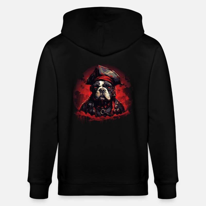 Bouledogue français Pirate - Veste à capuche bio CULTIVATOR Stanley/Stella Unisexe - noir