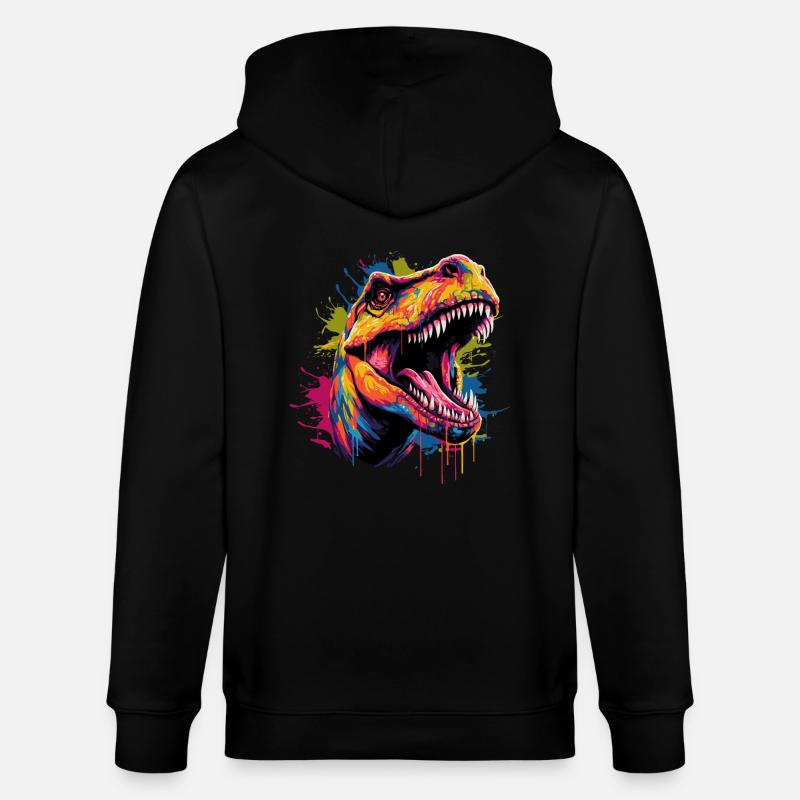 T-Rex Dinosaurier - Stanley/Stella Unisex Bio-Kapuzenjacke CULTIVATOR  - Schwarz