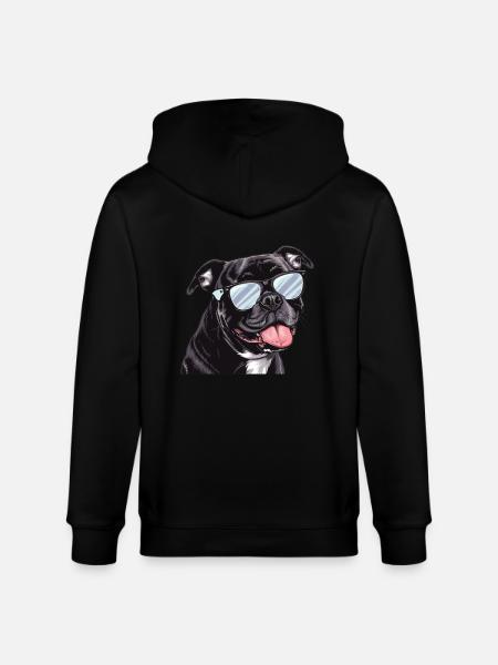Staffordshire Bullterrier, Hund, Solglasögon - Ekologisk luvjacka CULTIVATOR unisex från Stanley/Stella - svart