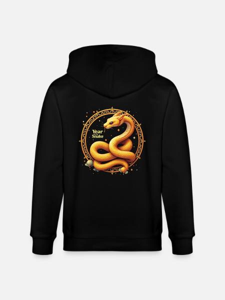 Chinese New Year - Snake 2025 - Stanley/Stella CULTIVATOR  Unisex Organic Hooded Jacket - black