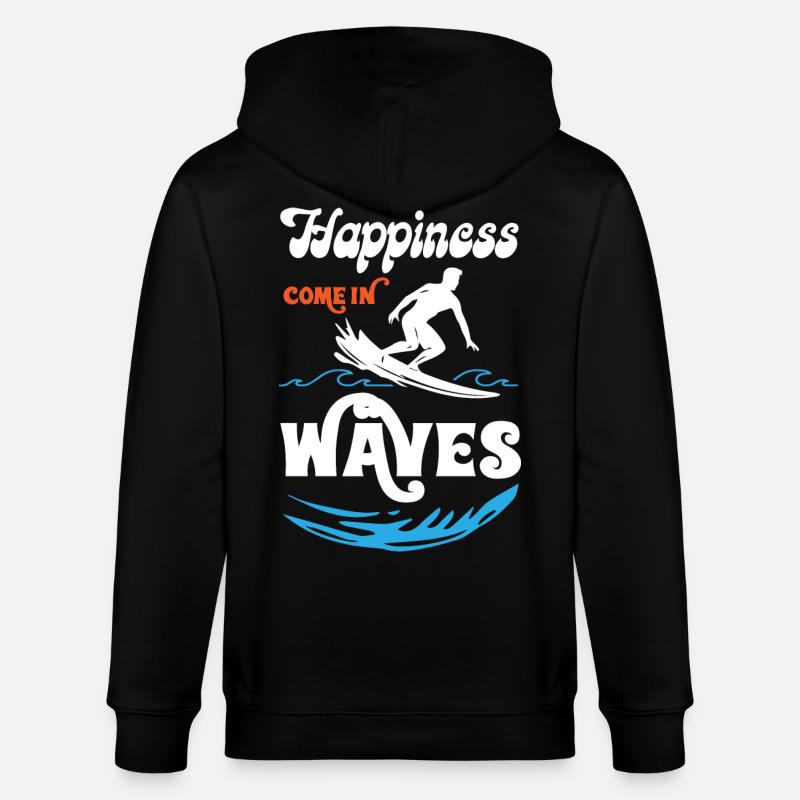 Happiness Comes In Waves Surfing - Stanley/Stella Unisex Bio-Kapuzenjacke CULTIVATOR  - Schwarz