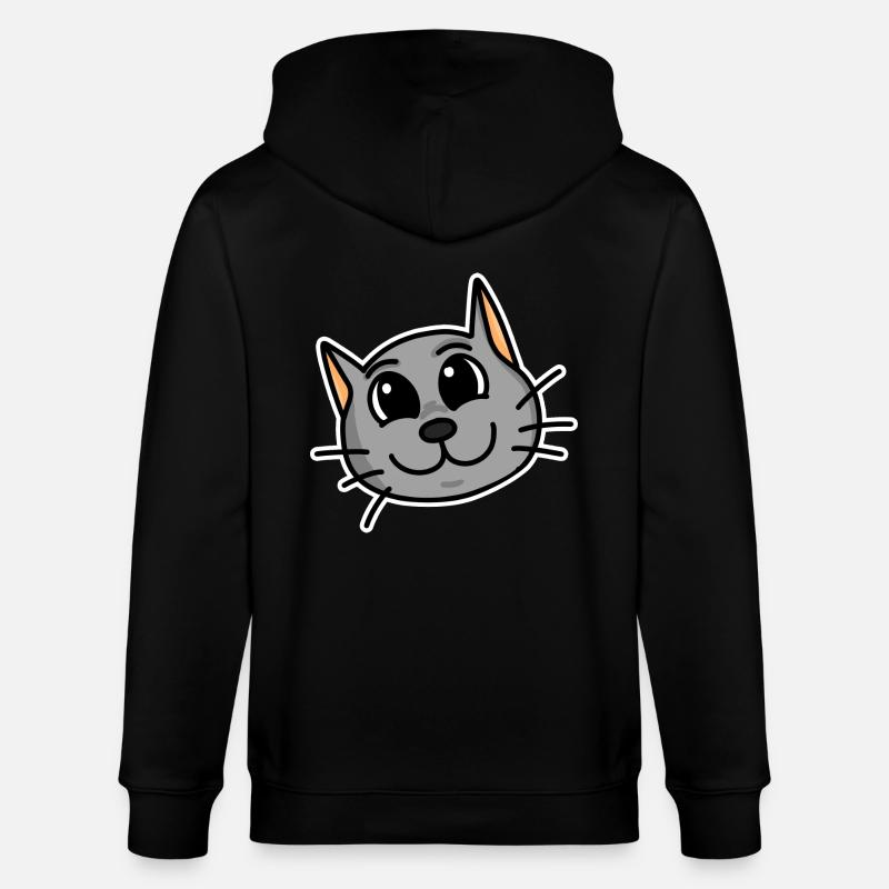 Niedliche Katze Kopf - Stanley/Stella Unisex Bio-Kapuzenjacke CULTIVATOR  - Schwarz