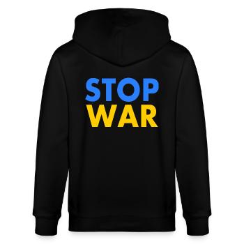 Stop war - Stanley/Stella CULTIVATOR  Unisex Organic Hooded Jacket - black - Back - Anna (173cm)