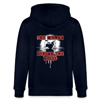 Drummer Woman Schlagzeugerin Girls Band - Stanley/Stella Unisex Bio-Kapuzenjacke CULTIVATOR  - Navy - Hinten - Anna (173cm)