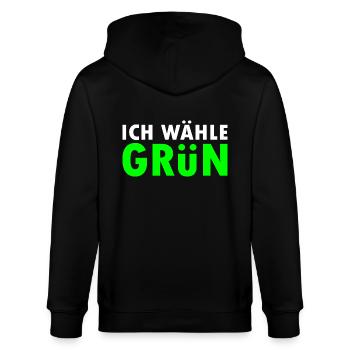 Ich wähle grün - Stanley/Stella Unisex Bio-Kapuzenjacke CULTIVATOR  - Schwarz - Hinten - Anna (173cm)
