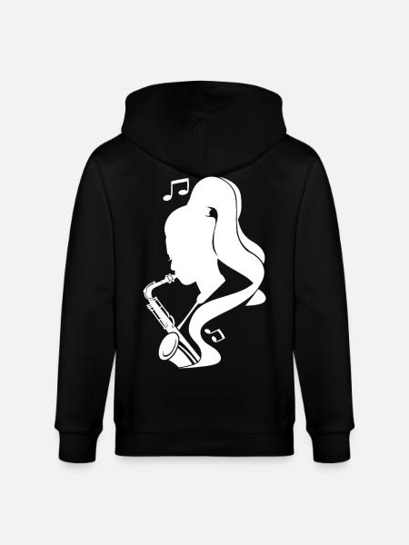 Saxophonist Sketch - Stanley/Stella CULTIVATOR  Unisex Organic Hooded Jacket - black