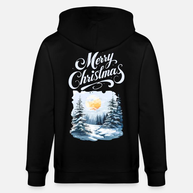 Joyeux Noël Forêt Paysage - Veste à capuche bio CULTIVATOR Stanley/Stella Unisexe - noir